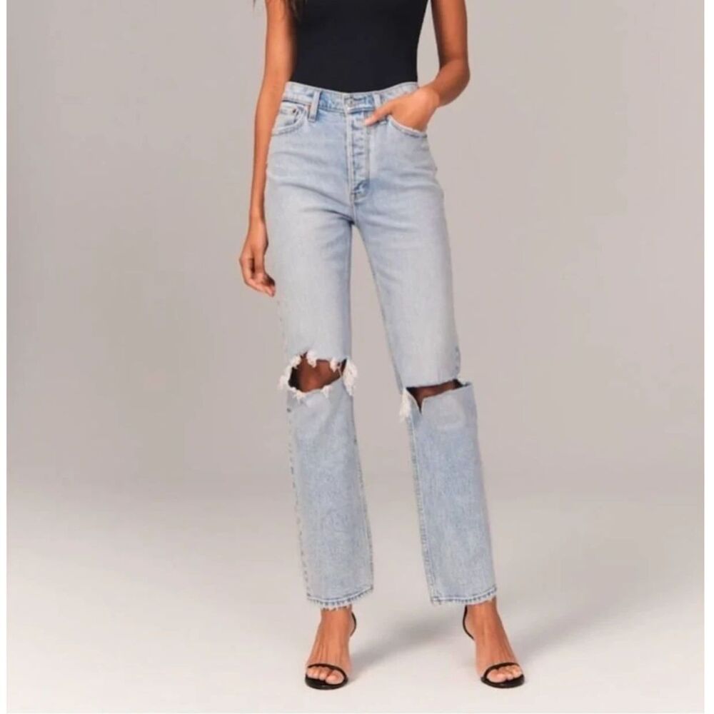 Abercrombie & Fitch Curve Love The Dad High Rise Jeans Distressed, 31/12 (D2)